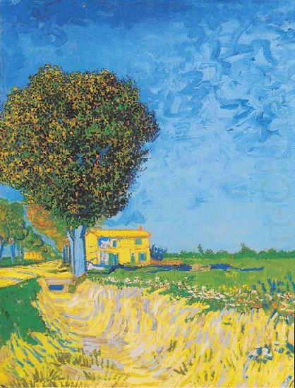 Vincent Van Gogh Avenue at Arles with houses china oil painting image